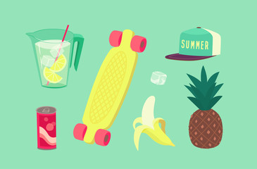 Summer party isolated objects. Vector illustration