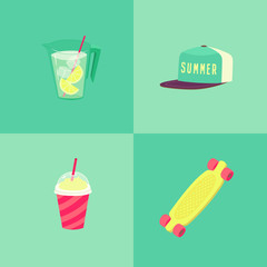 Summer party isolated objects. Vector illustration