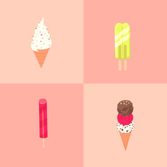 Ice-cream isolated objects. Vector illustration
