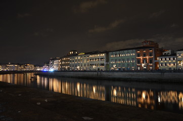 Pisa, Italy City streets illuminated for San Ranieri Luminara