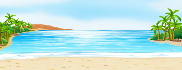 Scene with blue ocean and white sand