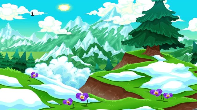 Animated Snowy Cartoon Landscape