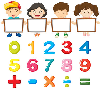 Children and colorful numbers