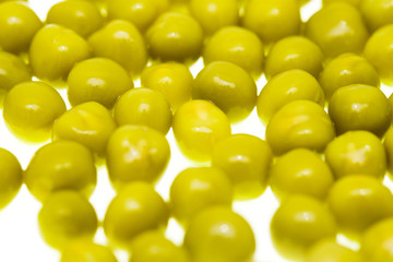 Pickled green peas isolated on white background