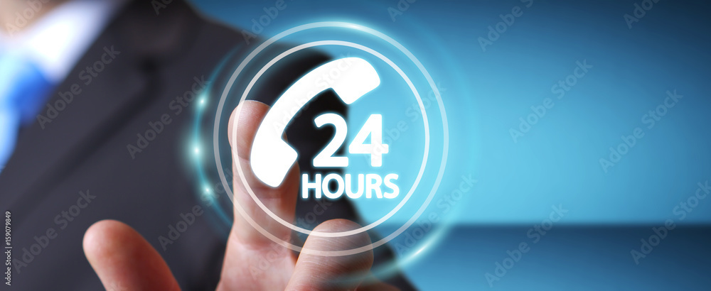 Aufkleber businessman using hotline customer assistance 3d rendering