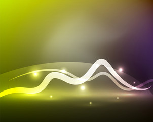 Glowing magic wave line with light effects in darkness