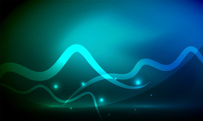 Glowing magic wave line with light effects in darkness