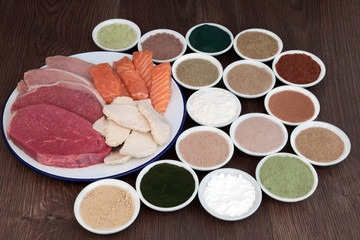High Protein Food with Supplement Powders