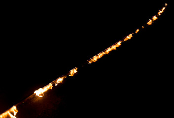 Strip of fire on a black background