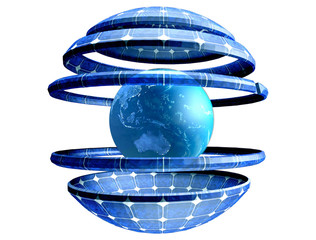 3d Concept of solar energy save the planet. Elements of this Image Furnished By NASA.