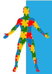 Puzzle human body. Man silhouette