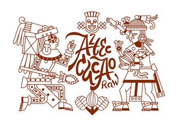 Vector illustration aztec cacao pattern for chocolate package design
