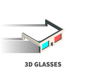 3D Glasses icon, vector symbol in isometric 3D style isolated on white background.
