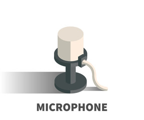Microphone icon, vector symbol in isometric 3D style isolated on white background.