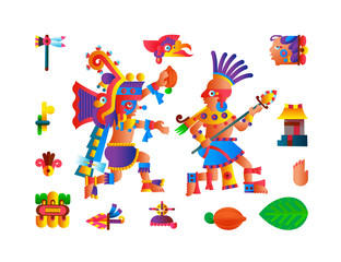 Vector illustration aztec cacao pattern for chocolate package design.