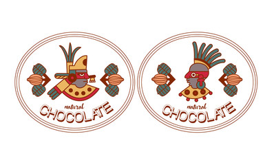 Vector illustration aztec cacao pattern for chocolate package design.