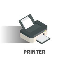 Printer icon, vector symbol in isometric 3D style isolated on white background.