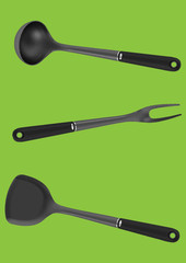vector set of realistic images of kitchen tools