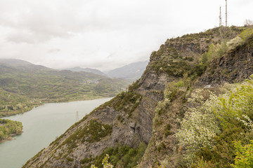 Viewpoint to the swamp from the horse's hoof in the Pyrenees