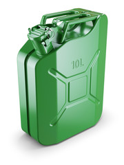 Green metal jerry can