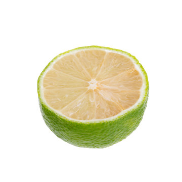 lime with half cross section isolated on white background