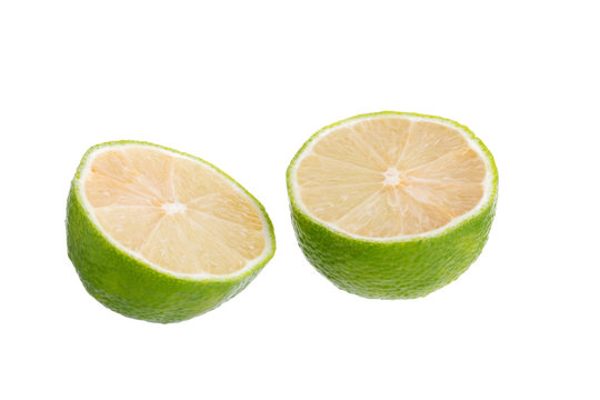 lime with half cross section isolated on white background