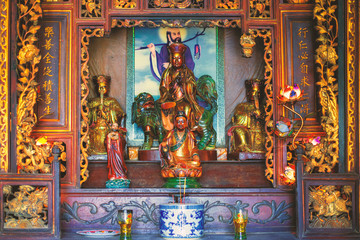 Can Tho, Vietnam - November 15, 2014: Altar of vietnamese buddhism temple