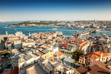 Turkey, Istanbul, view of the city and the bay from the height