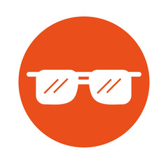 round icon orange sunglasses cartoon vector graphic design