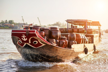 Big boat in floating market