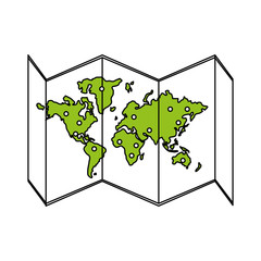 Flat line world map over white background vector illustration