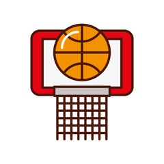 shadow red basket ball in the hoop cartoon vector graphic design