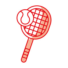 shadow red tennis racket and ball cartoon vector grapphic design