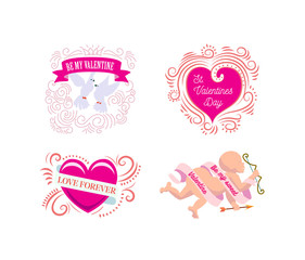 Vector illustration logo collection for Valentine's Day party.