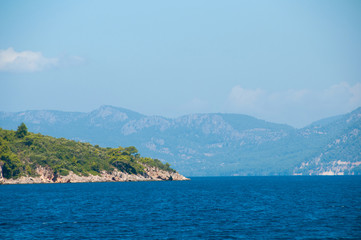 Fototapeta na wymiar Landscape of the Mediterranean Sea. Mountains and the sea of Turkey.