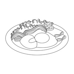 breakfast dish with eggs and bacon icon over white background vector illustration