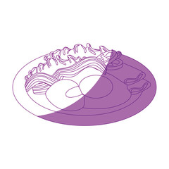 breakfast dish with eggs and bacon icon over white background vector illustration