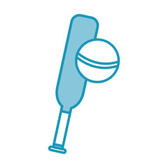 blue cricket ball and bat cartoon vector graphic design