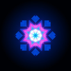 Fantastic flower, bright stained glass, blue, pink, white