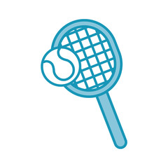 blue tennis racket and ball cartoon vector grapphic design