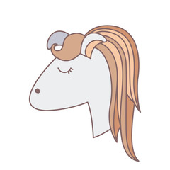 light colors of face side view of female horse with striped mane vector illustration