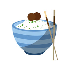 rice bowl icon over white background vector illustration