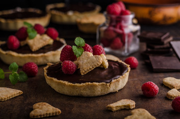 Chocolate tartalets with nuts
