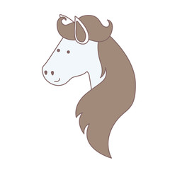 light colors of face side view of horse with long mane vector illustration