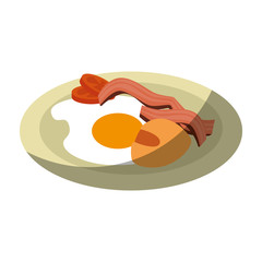 breakfast dish with eggs and bacon icon over white background vector illustration