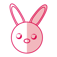 shadow pink rabbit face cartoon vector graphic design