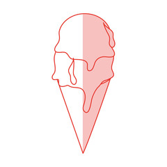 Flat line monocromatic ice cream cone over white background vector illustration