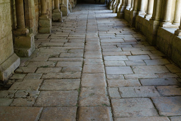 F, Burgund, Zisterzienserabtei Fontenay, Kreuzgang, Westflügel, UNESCO Weltkulturerbe