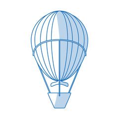 Flat line monocromatic hot air ballon over white background vector illustration