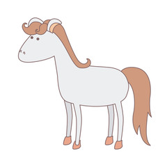 light colors of cartoon female horse gray with mane and tail light brown vector illustration